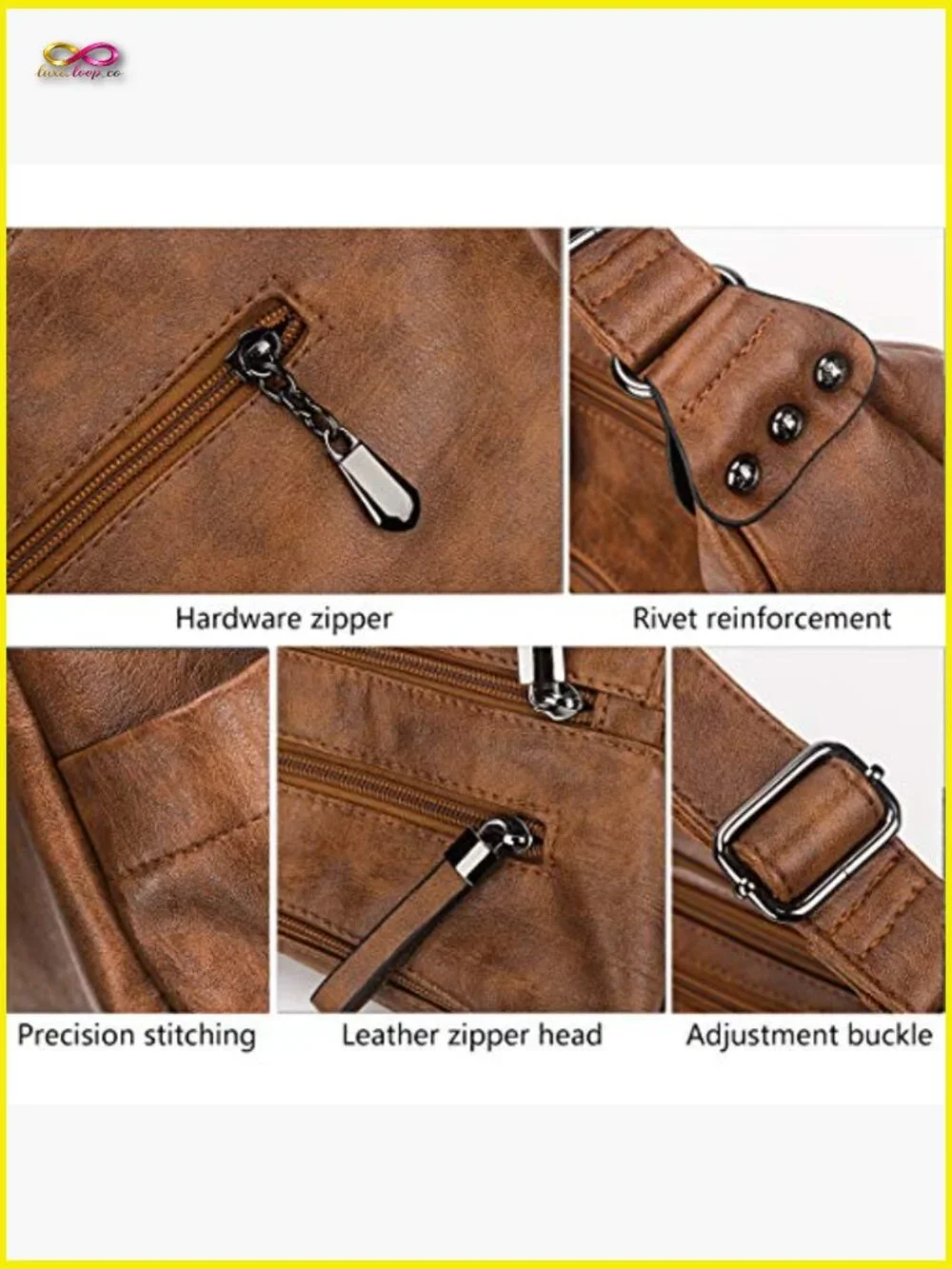 PU Leather Hobo Crossbody Bag Multi-Pocket Shoulder Tote Purse Daily Work